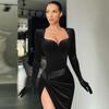 2023 Otoño e Invierno Europeo y Americano Nuevo C21464PF Elegante Slim Pecho Sexy Cintura Alta Guantes Vestido Vestido Mujer