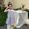 Conjunto Feminino Fuguo Verão 2026 Novo Estilo Coreano: Vestido de Duas Peças Xadrez com Alças, Colete sem Mangas e Top de Manga Curta