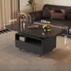 Mesa de centro em madeira maciça e tampo de rocha, adequada para salas de estar e apartamentos pequenos, um design novo e estiloso, de luxo leve, perfeito para varandas