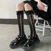 Calcetines con Ribete de Encaje Estilo Japonés para Mujer Primavera y Otoño de Media Pantorrilla Calcetines con Lazo y Volantes Lolita Corazón Dulce Calcetines de Princesa