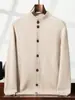 Novo suéter de cashmere masculino, cardigan de lã de malha dupla espessada, camisa de base de malha de meia gola alta masculina, jaqueta casual