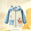 Jaqueta de plumas impermeável infantil, babador com capuz anti-sujeira para bebê, peça de outer wear, estiloso e pode ser usado como peça externa
