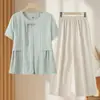 Ropa de Verano para Madres de Mediana Edad, Ropa Holgada y Elegante para Mujeres de Mediana Edad y Mayores, Camisetas de Manga Corta de Verano, Elegantes Trajes de Estilo Nacional Chino Nuevo