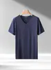 Nueva Camiseta de Manga Corta de Color Sólido de Comercio Exterior de Verano para Hombre, Transpirable Tipo Hielo, Delgada, Casual, Cuello en V, Top Base Fresco