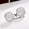 Brincos Redondos Quadrados Super Brilhantes com Micro Pontos de Diamante Venda Quente Transfronteiriça Brincos de Temperamento de Luxo Leve de Alta Qualidade para Mulheres