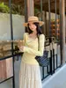 Xiu Xixi Treze Linhas 2026 Primavera Novo Estilo Coreano Elegante Slim Fit Manga Longa Top 89653