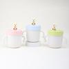 Taza de agua infantil de acero inoxidable 316 grado alimenticio para bebé, taza para leche para el desayuno, taza con pajita, resistente a las caídas, doble asa, taza para beber