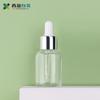Frasco gotero de vidrio de 30 ml con diseño de té verde, con hombro oblicuo, transparente y esmerilado, para solución madre cosmética.