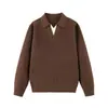 Suéter de Punto Falso de Dos Piezas para Hombre Otoño/Invierno 2026, Suéter Cálido de Manga Larga con Cuello de Camisa para Hombre Otoño/Invierno
