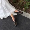 2699-1 Modelo Nuevo Estilo Alemán Planas Transpirables Piel Genuina Moda Versátiles Casual Zapatos Mary Jane con Velcro para Mujer