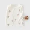 Colete de Camada Dupla, Peça de Roupa Leve Estilo Primavera, Jaqueta 100% Algodão para Meninos e Meninas, Cardigã Infantil, Colete de Bebê