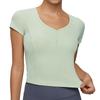 Nueva Camiseta Deportiva de Manga Corta con Cuello Princesa para Mujer, Cinturón, Almohadilla para el Pecho, Pura, Versátil, con Botones, para Yoga, Correr, Entrenamiento, Fitness