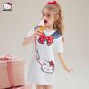Vestido T-shirt Falso Duas Peças de Verão para Meninas 2025 Novo Desenho Animado Design Plissado Lateral Vestido Infantil Médio e Grande