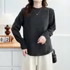 [Especial] 100kg Plus Size Outono/Inverno Novo Simples Versátil Manga Longa com Punho Franzido Camiseta Camada Interna Casual 1089