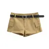 Shorts de Verão Feminino Estilo Coreano 2026 Novo Cáqui Calça Casual Calça Cargo Estilo Americano Cintura Baixa Petite Hot Pants Tendência