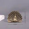Pavo real de latón puro extendiendo sus alas, mascota de té decorativa vintage creativa, pieza antigua de mano, adorno artesanal para escritorio de oficina