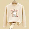 Roupa térmica feminina com forro de fleece, novo estilo outono e inverno 2026, segunda pele infantil de manga comprida, camiseta interna escovada para meninas