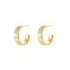 Pendientes de Joyería de Acero Inoxidable Chapado en Oro de 18 Quilates con Patrón de Cara Sonriente Popular de Moda Ins Europea y Americana, Pendientes de Corazón con Goteo de Aceite de Colores