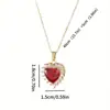 Collar Popular Transfronterizo para Mujer, Estilo Coreano y Japonés Transmisión en Vivo Corazón Piedra Preciosa Diseño de Nicho Estilo Ins Joyería de Acero de Titanio