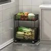 Prateleira de Armazenamento de Cozinha de Chão Carrinho de Lanches de Múltiplas Camadas Multifuncional Móvel com Rodas Cesta de Armazenamento de Frutas e Verduras