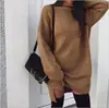 2023 ebay Amazon AliExpress Nuevo Vestido de Punto Casual de Talla Grande Holgado con Cuello Alto y Abertura para Mujer