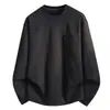 Camiseta de manga larga con cuello redondo para otoño, corte holgado, top atlético casual, absorbe la humedad, amigable con la piel, camiseta básica simple para hombre