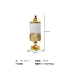 Frasco de Almacenamiento Sellado Tallado con Borde Dorado Estilo Europeo con Tapa, Frasco a Prueba de Polvo para Snacks, Frasco Decorativo de Lujo Ligero para Mesa de Café de Sala de Estar