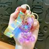 Llavero con diseño de oso de amor con degradado de cristal acrílico, colgante para bolso de moda, bonito colgante para llave de pareja, venta al por mayor