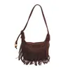 Bolso de Hombro Retro de Gamuza de Nicho para Mujer Estilo Otoño Temprano 2025 Personalizado Versátil Estilo Borla Bolso de Hombro Cruzado Individual