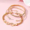 Pulsera Elástica de Moda Europea y Americana Transfronteriza Set de 4 Piezas para Mujer Pulsera Serpiente de Gama Alta Set de Pulseras Metálicas para Pareja