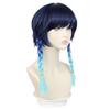Peluca de anime Genshin Impact Wendi peluca de anime Venti trenza degradada azul y negra anti-rizado cosplay en stock