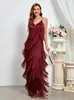 Comercio Exterior Transfronterizo Europeo y Americano Nueva Ropa de Mujer Sin Mangas Sexy Fiesta Tirantes Vestido Largo Nuevo Vestido de Noche con Borlas