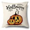 Funda de Almohada Halloween Calabaza Divertida Transfronteriza Amazon Estampado de Lino Funda Decorativa para Cojín de Sofá del Hogar