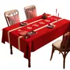 Mantel de Año Nuevo 2026 Impermeable y a Prueba de Aceite Sin Lavado Rojo Festivo Mantel Protector de Mesa Boda Doble Felicidad Mantel para Mesa de Centro