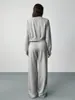 Amazon Transfronterizo Europeo y Americano Otoño e Invierno Nuevo Traje Casual de Pantalón de Chándal Corto de Color Sólido para Mujer