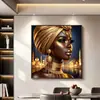 Arte de Pared para Pasillo de Entrada de Mujer Africana, Pintura Mural de Fondo para Sala de Estar, Pintura Decorativa de Moda y Belleza Estilo Europeo y Americano