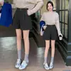 Shorts de lana para mujer para otoño e invierno, pantalones casuales versátiles de cintura alta y pierna ancha con botones, efecto adelgazante