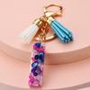 Llavero con 26 letras en inglés, estilo europeo y americano, con borlas de cristal acrílico transparente, adorno para bolso, pequeño regalo.