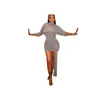 Comércio Exterior Transfronteiriço, estilo Europeu e Americano, roupas femininas sexy, vestido de cor sólida com rede, gola alta com fitas, mangas raglan, corte justo ao corpo e design que abraça o quadril
