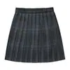Falda plisada de uniforme JK a cuadros gris carbón de cintura alta para universidad japonesa, falda plisada, uniforme escolar completo de primavera y verano