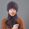 Gorro de piel de conejo Rex para hombre de mediana edad y mayor, bufanda de invierno cálida y gruesa, gorro de papá para invierno para ancianos y mayores.