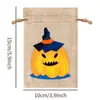Bolsa de lino para Halloween, bolsillo, lámpara de calabaza, bolsa de regalo, bolsa de regalo de Halloween, bolsa de lino con cordón