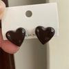 Pendientes de Acero Inoxidable Color Vino Tinto Maillard Amor Vintage Otoño e Invierno Pendientes Elegantes de Lujo Ligero Nicho para Mujer Pendientes