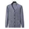 Suéter de Punto para Hombre Transfronterizo Otoño e Invierno Polar Engrosado Cuello en V Cárdigan Suéter Abrigo Papá Top