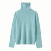 ¡Estilo básico! Suéter de punto 100% lana con cuello alto de encaje sin costuras para mujer, manga larga, jersey, para usar en capas, capa base, suéter