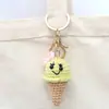 Pingentes de Boneca Crochê Feitos à Mão, Enfeites de Sorvete Crochê com Lã, Pingentes de Chaveiro Tricotados, Acessórios para Bolsa