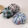 Gorra Plana de Cuadros Retro para Hombres y Mujeres, Boina Delgada Transpirable de Verano, Gorra de Periódico, Sombrero Octagonal de Cuadros, Sombrero para Niños