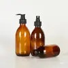 Frasco de Vidro Cosmético Marrom de 60ml Bloqueador de Luz, Frasco para Álcool em Gel, Frasco Refil para Shampoo, Frasco Vazio Tipo Pump para Gel de Banho