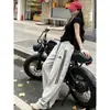 Pantalones de Verano para Mujer Talla Grande Estilo Americano Rayados Bordados Secado Rápido Modelo Nuevo 150kg Casual Pierna Recta Pierna Ancha Transpirables Pantalones Deportivos