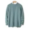 Suéter Grueso de Lana de Tres Hilos para Hombre, Jersey de Punto Trenzado Cuello Redondo, Camisa Base de Punto Holgado Jacquard de Manga Larga
